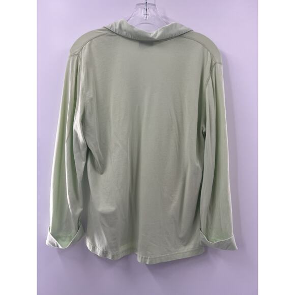 Bogner Women's Long Sleeve Polo Shirt Top Light Green Cotton Blend Size 10 - Picture 7 of 8